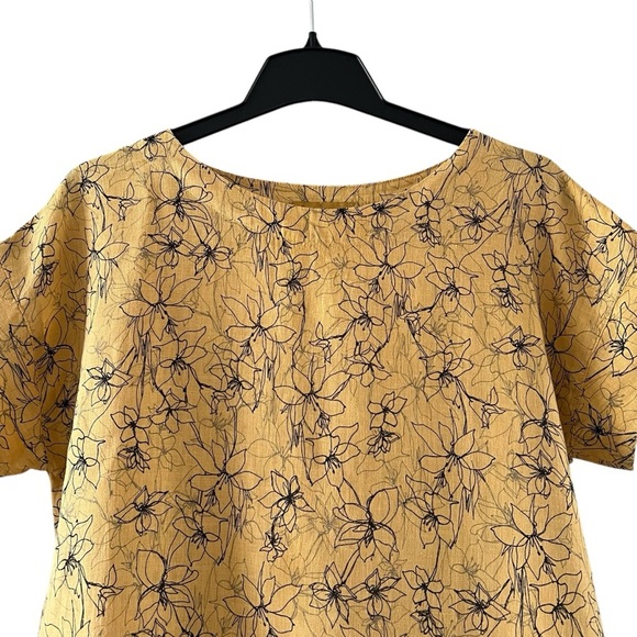 Cut Loose linen floral print shift dress in mustard size XS excellent condition - Picture 2 of 11